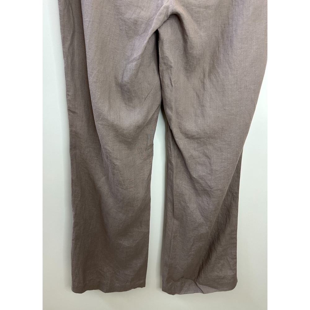 NEW LOFT 100% Linen Marisa Modern Trouser Pants Size 10 Taupe Wide Leg Office - Picture 10 of 11